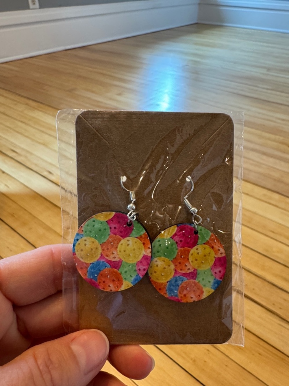 Pickleball Round Dangle Earrings